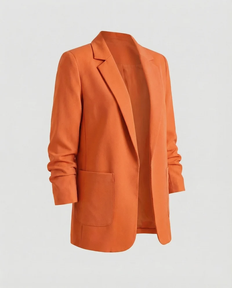 Damen nan locker geschnittener Longblazer mit Schulterpolstern und aufgesetzten Taschen Nord Taschen