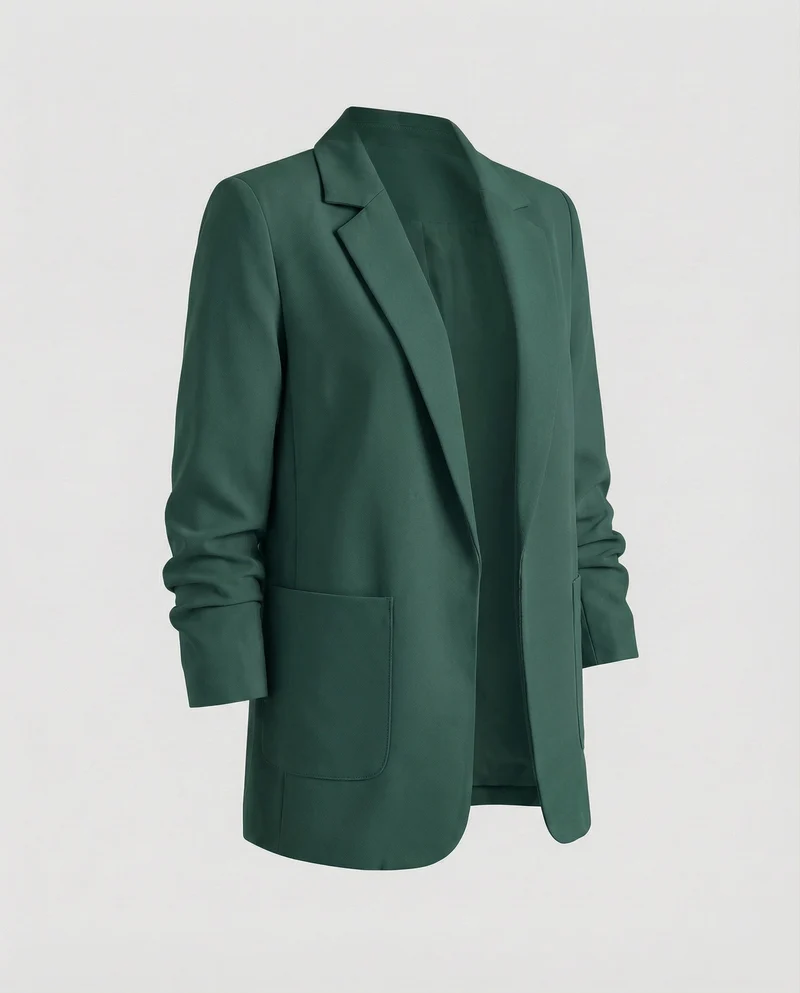 Damen nan locker geschnittener Longblazer mit Schulterpolstern und aufgesetzten Taschen Nord Taschen