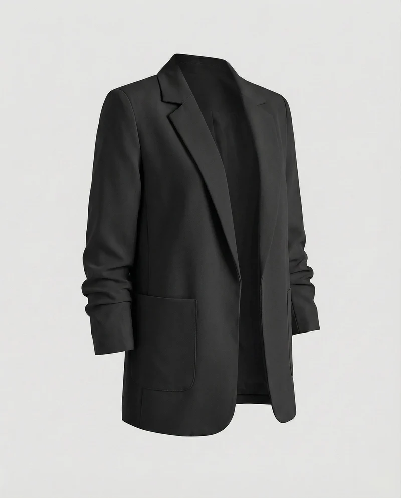 Damen nan locker geschnittener Longblazer mit Schulterpolstern und aufgesetzten Taschen Nord Taschen