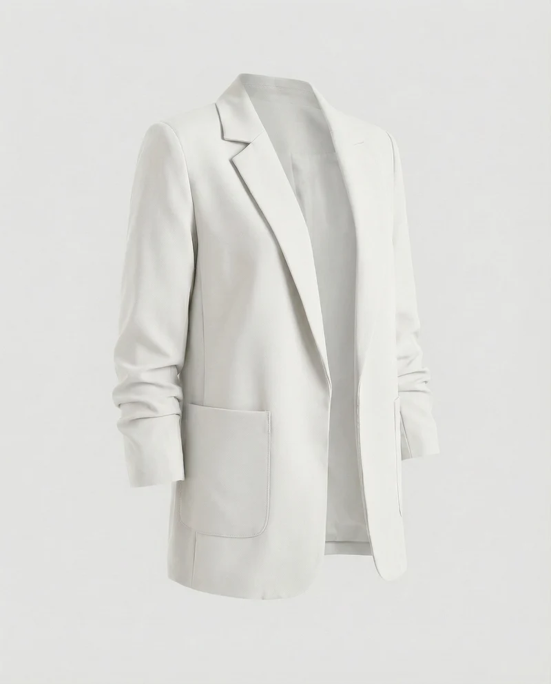 Damen nan locker geschnittener Longblazer mit Schulterpolstern und aufgesetzten Taschen Nord Taschen