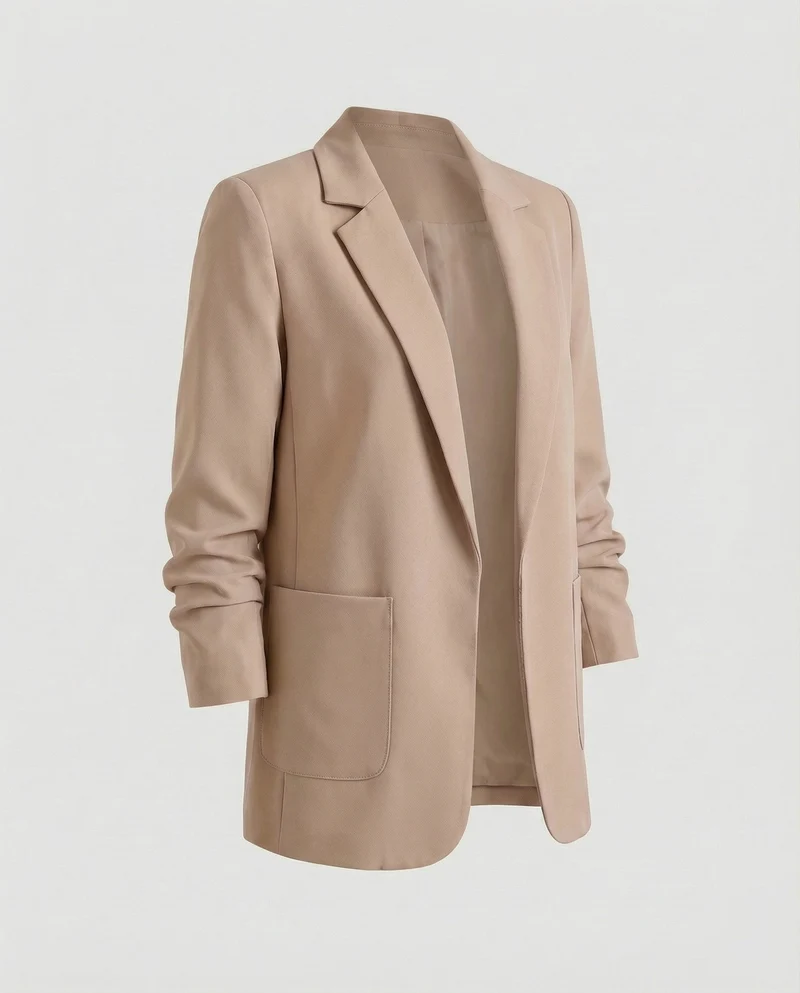 Damen nan locker geschnittener Longblazer mit Schulterpolstern und aufgesetzten Taschen Nord Taschen