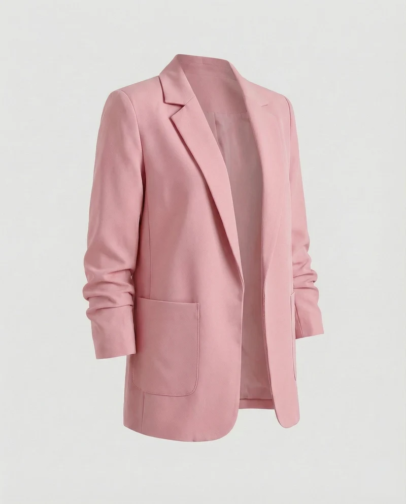 Damen nan locker geschnittener Longblazer mit Schulterpolstern und aufgesetzten Taschen Nord Taschen