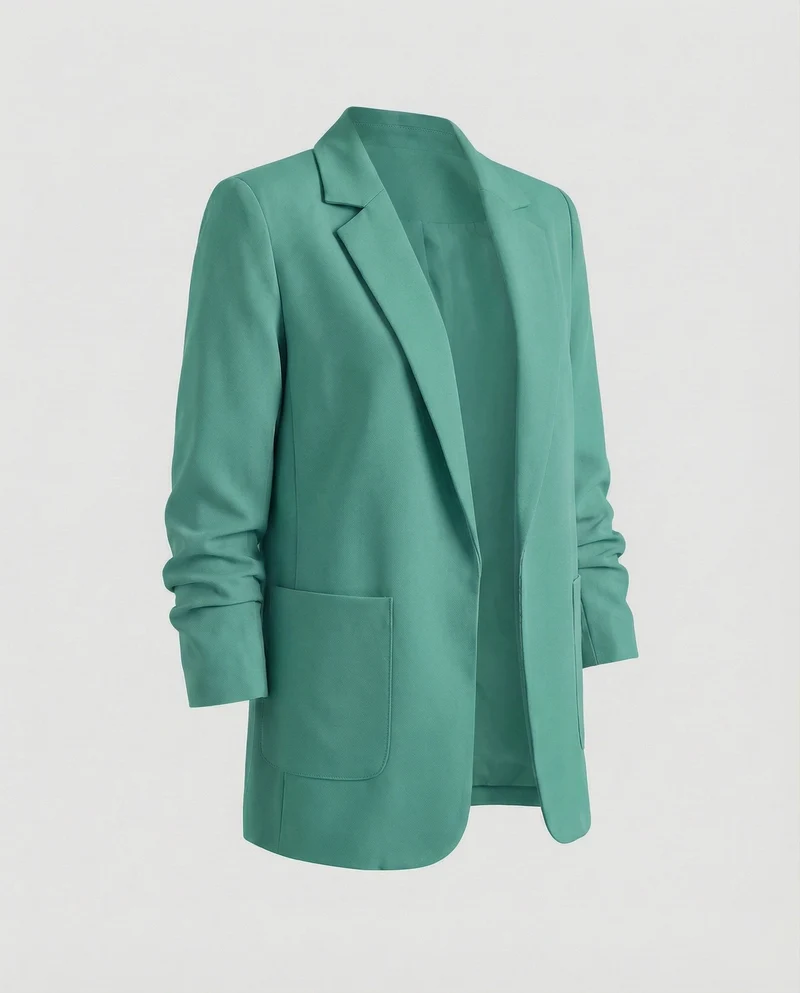 Damen nan locker geschnittener Longblazer mit Schulterpolstern und aufgesetzten Taschen Nord Taschen