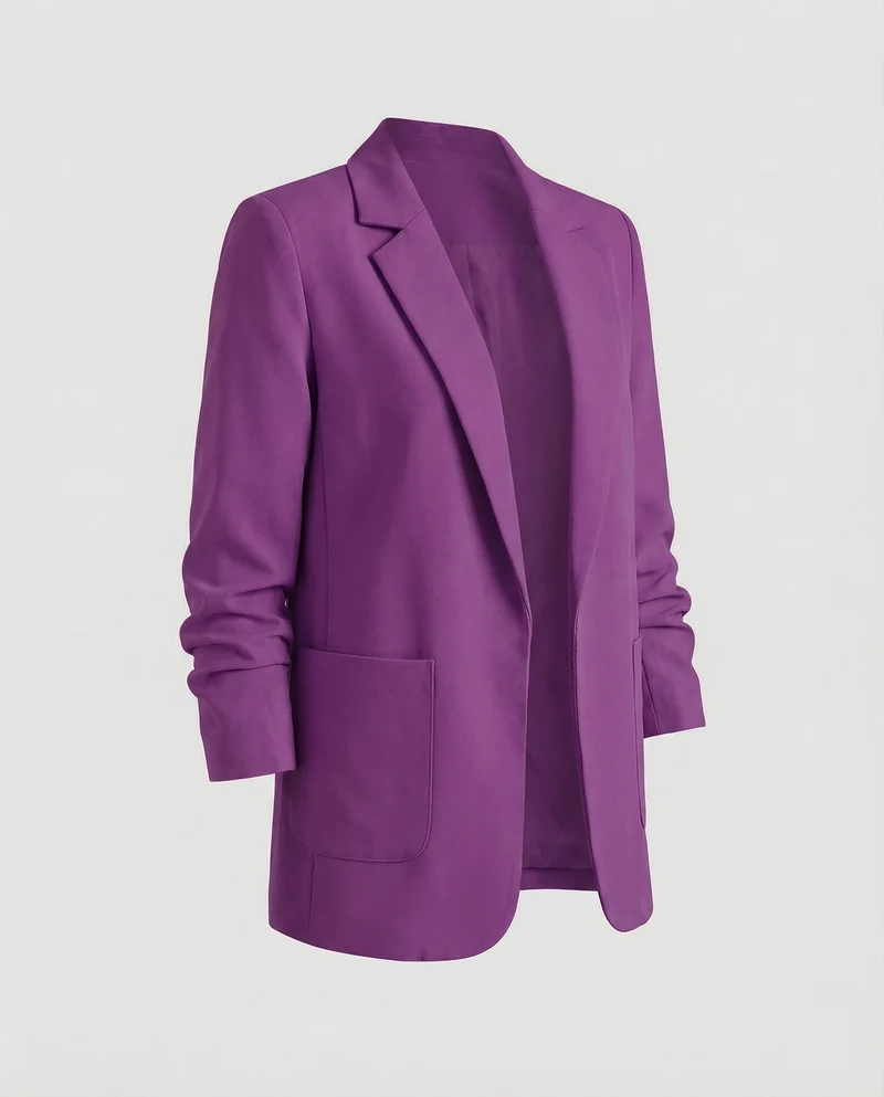 Damen nan locker geschnittener Longblazer mit Schulterpolstern und aufgesetzten Taschen Nord Taschen