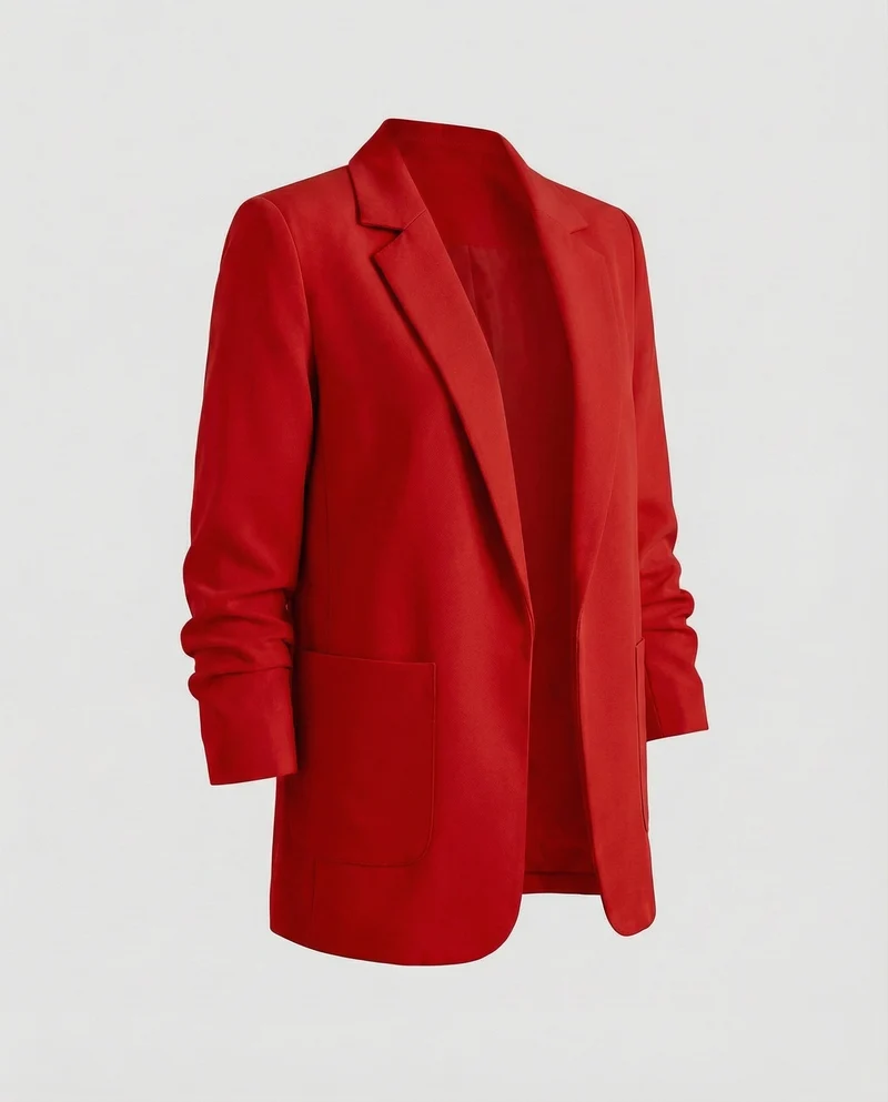 Damen nan locker geschnittener Longblazer mit Schulterpolstern und aufgesetzten Taschen Nord Taschen