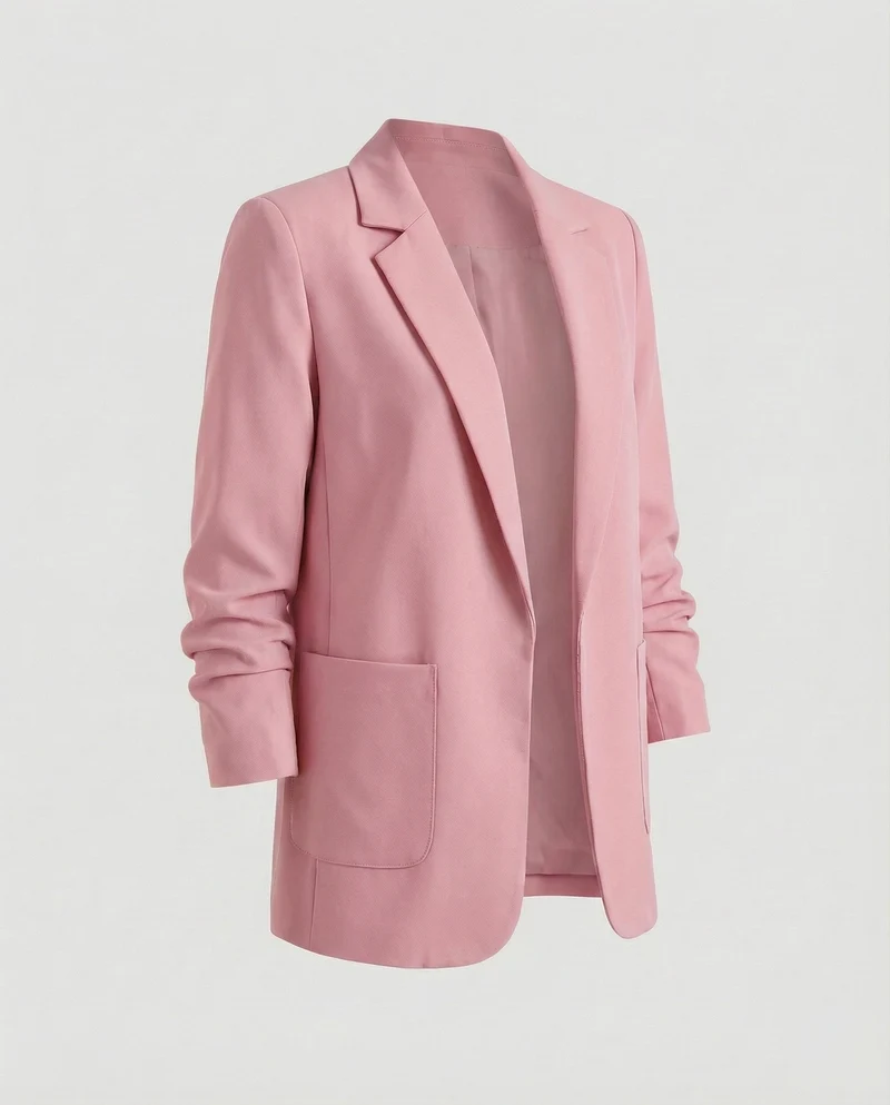 Damen nan locker geschnittener Longblazer mit Schulterpolstern und aufgesetzten Taschen Nord Taschen