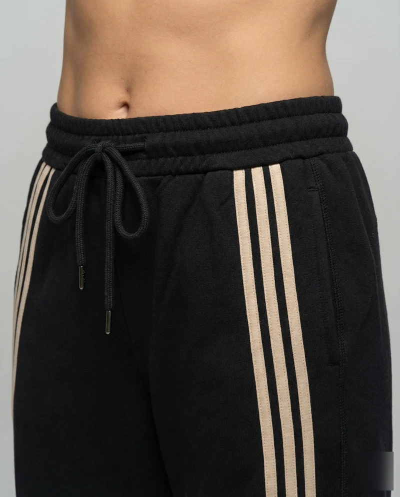 Damen nan übergroße Baggy-Sweathose mit hohem Komfortbund, Kordelzug und seitlichen Dreistreifen