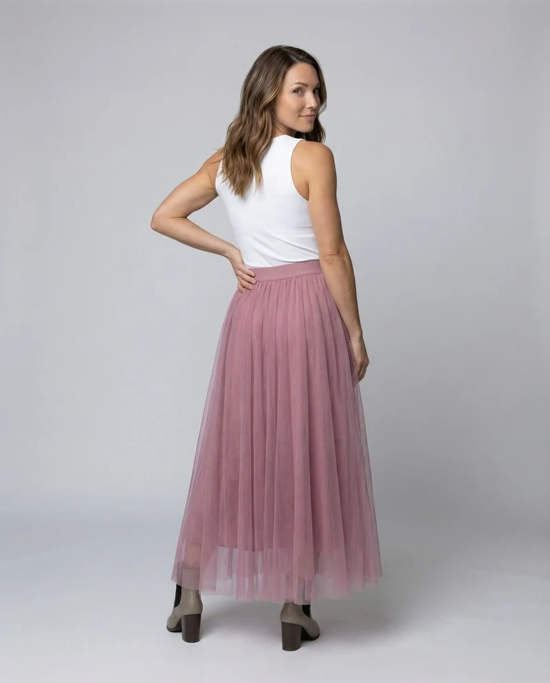 Damen Edle Satin-Unterfütterung Tüll Tüll-Volumen-Maxirock