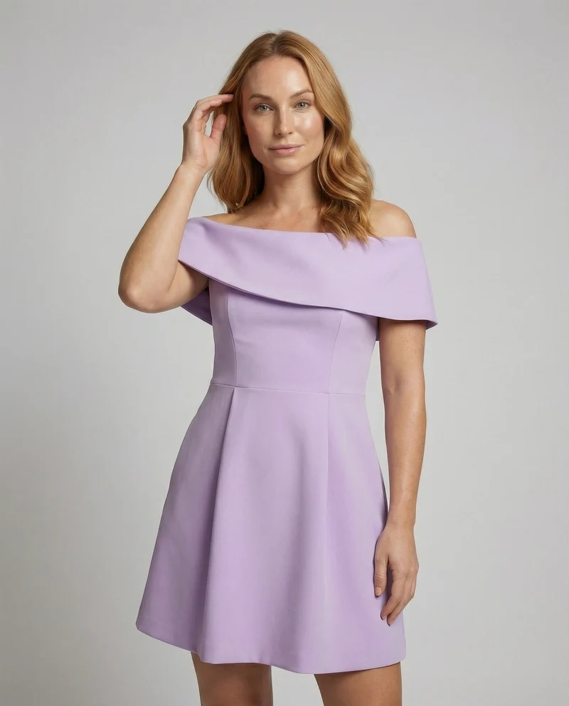 Damen Kurze Taillenpasse MischgewNord Taschene A-Linien-Minikleid