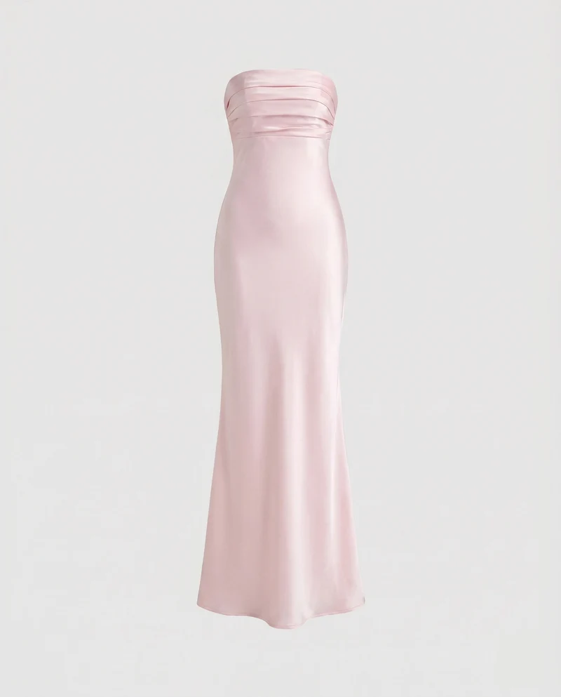 Damen Elegantes Langarm-Maxikleid mit schimmerndem Satin-Nord Taschen
