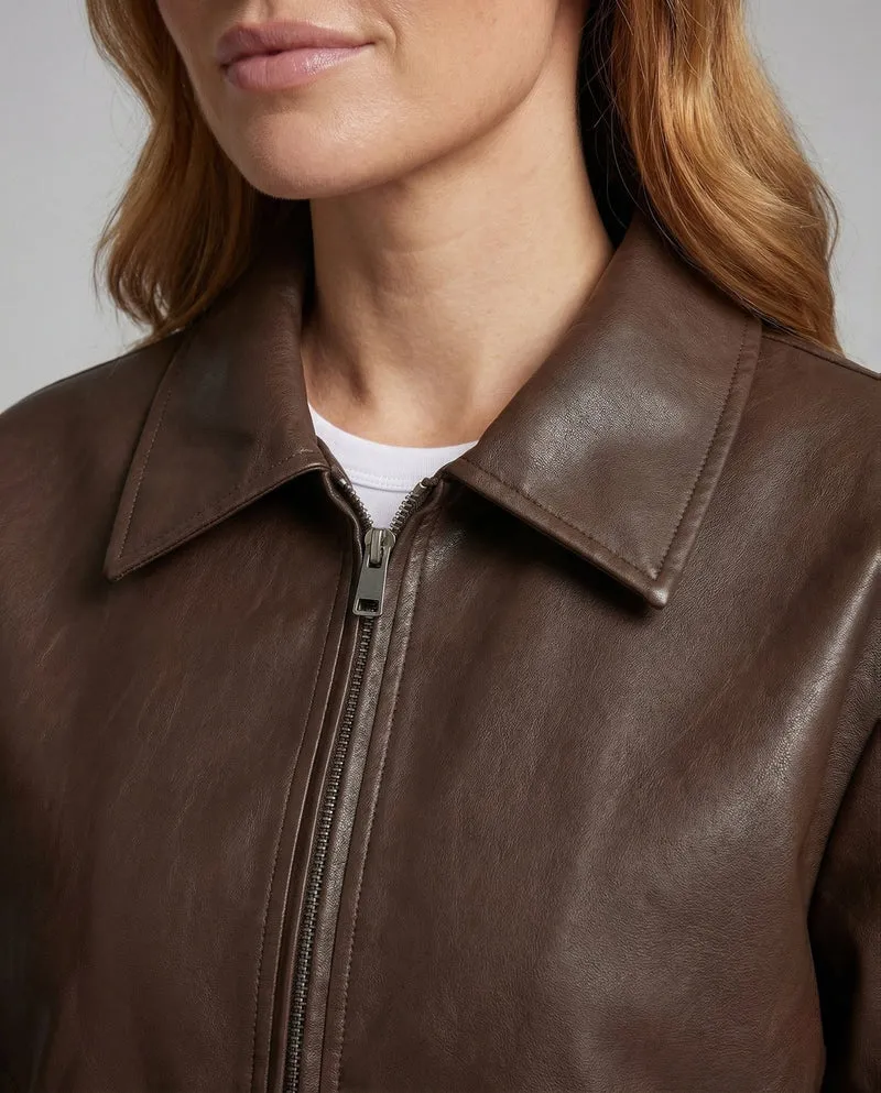 Damen Lederjacke Kurz Revers