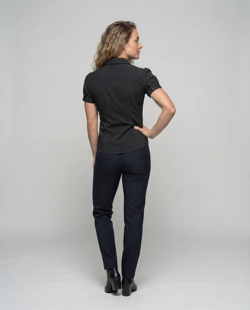 Damen Hemdbluse Nadelstreifen Umschlagärmel