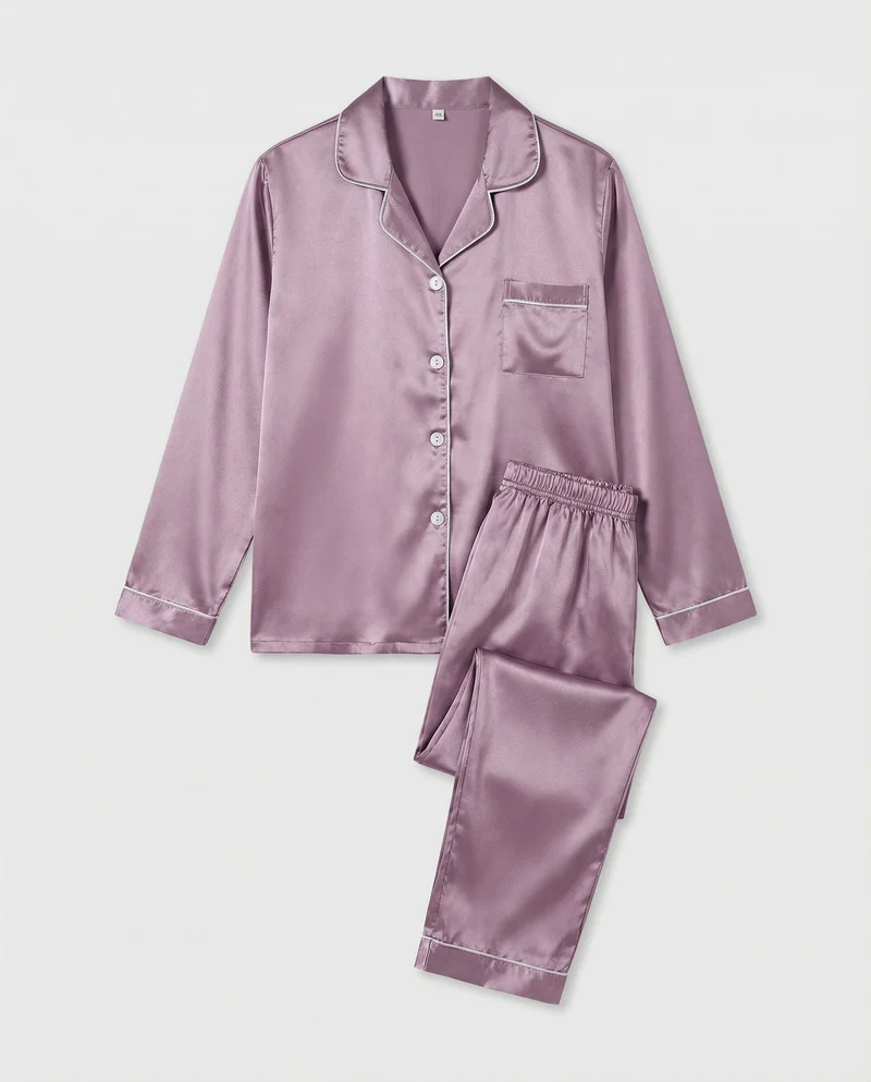 Elegantes Damen Satin-Pyjamaset