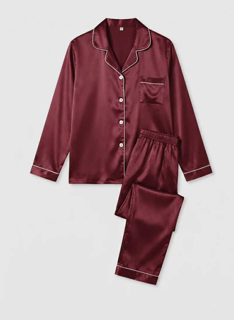 Elegantes Damen Satin-Pyjamaset