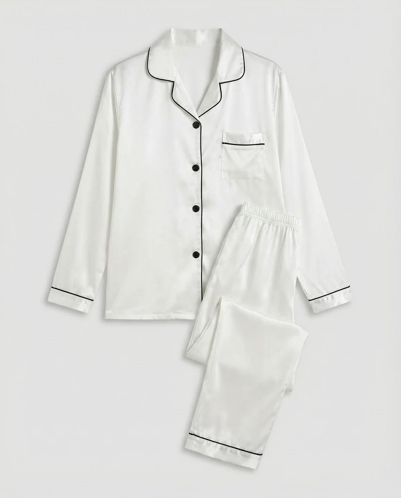 Elegantes Damen Satin-Pyjamaset