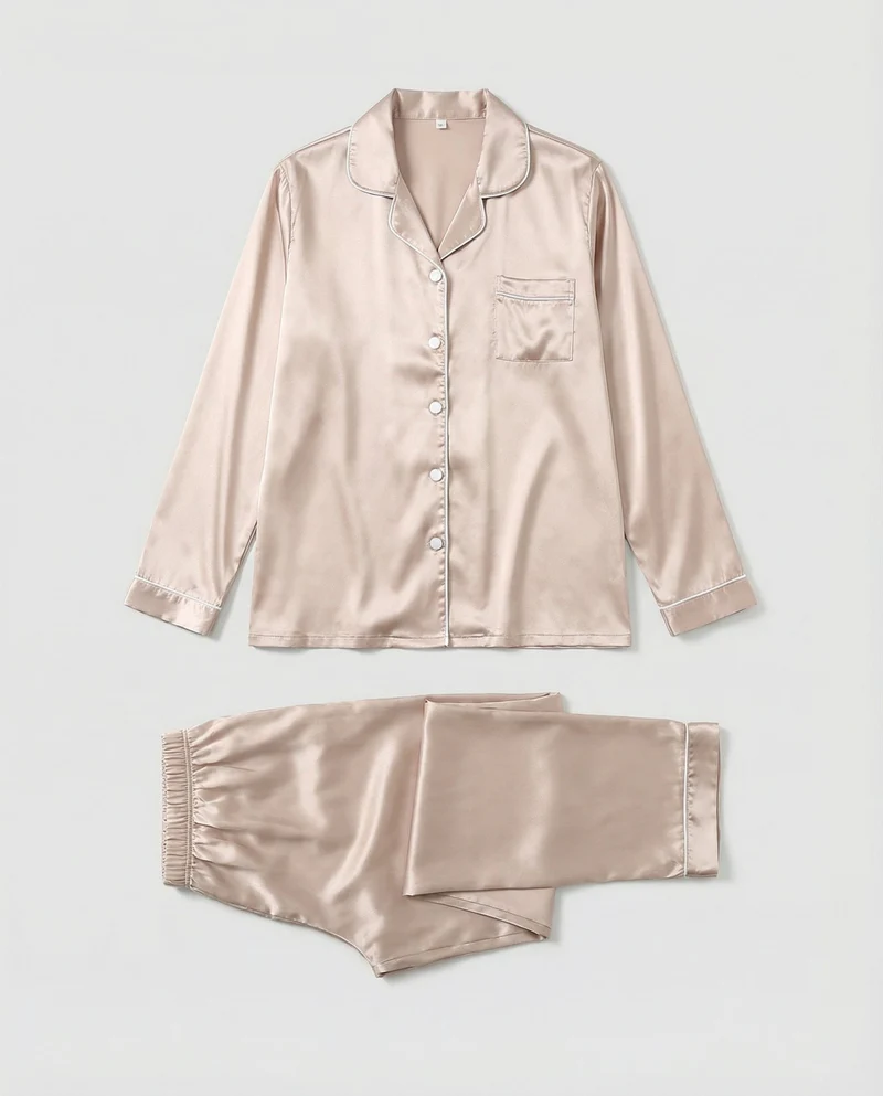 Elegantes Damen Satin-Pyjamaset