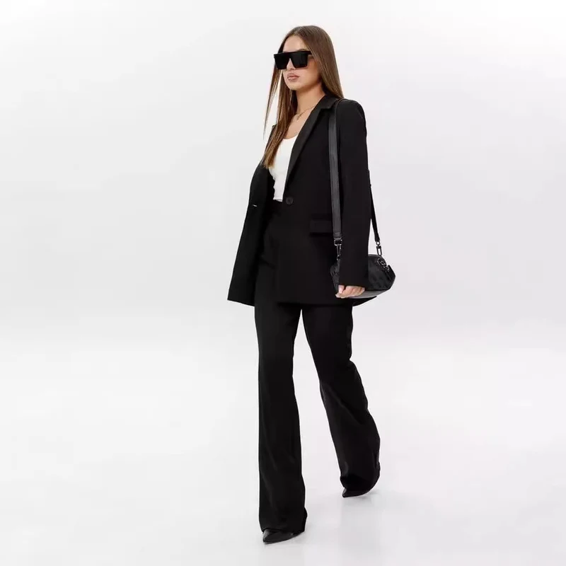 Damen Blazer und High-Waist Hose Set