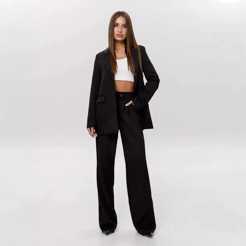Damen Blazer und High-Waist Hose Set