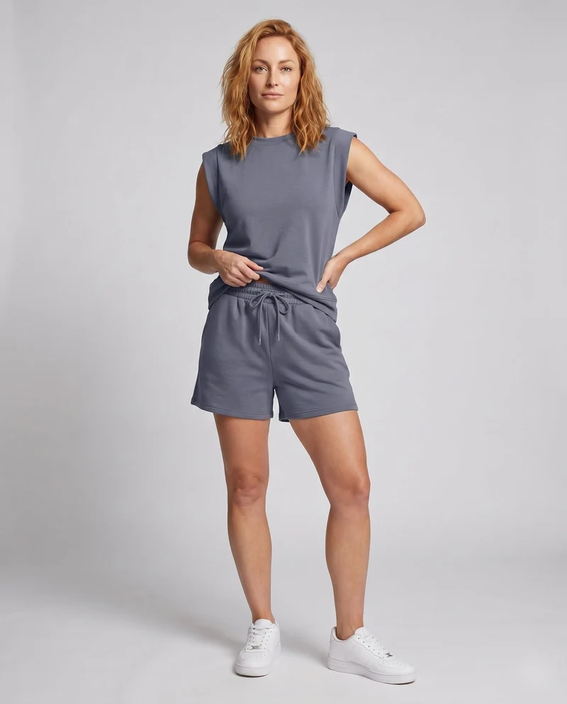 Damen Bequemes Sport-Set mit ärmellosem Oberteil und Shorts