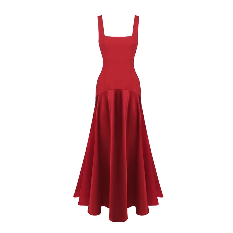 Damen Elegantes Maxikleid mit A-Linien-Silhouette und schmalen Trägern