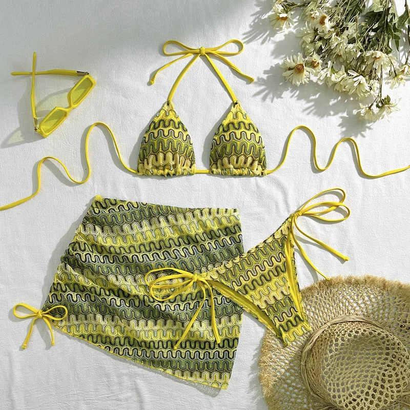Damen Triangel-Bikini-Set mit verspieltem Wickelrock Nord Taschen