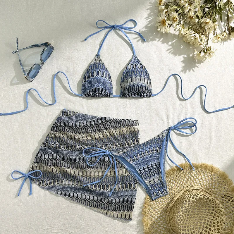 Damen Triangel-Bikini-Set mit verspieltem Wickelrock Nord Taschen