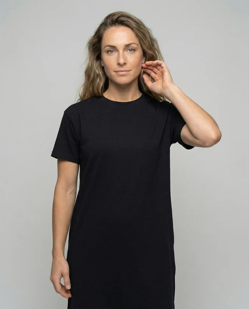 Damen Maxi-T-Shirt-Kleid mit Schlitz