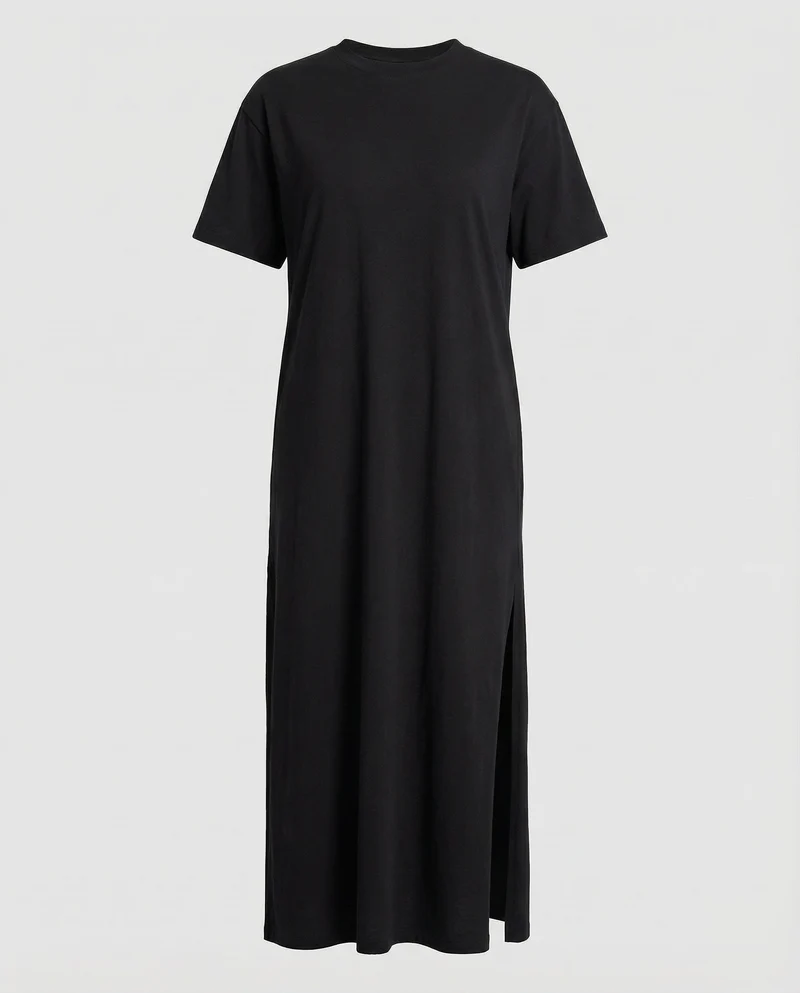 Damen Maxi-T-Shirt-Kleid mit Schlitz