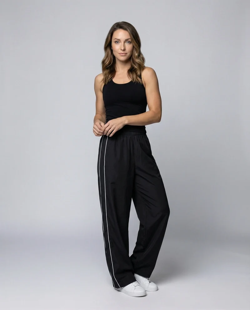 Damen Sportliche Kontrastpaspeln Baggy-Sporthose