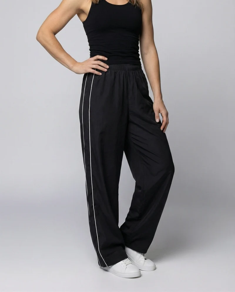 Damen Sportliche Kontrastpaspeln Baggy-Sporthose