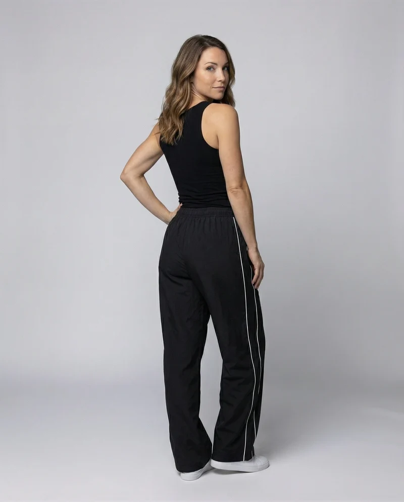 Damen Sportliche Kontrastpaspeln Baggy-Sporthose