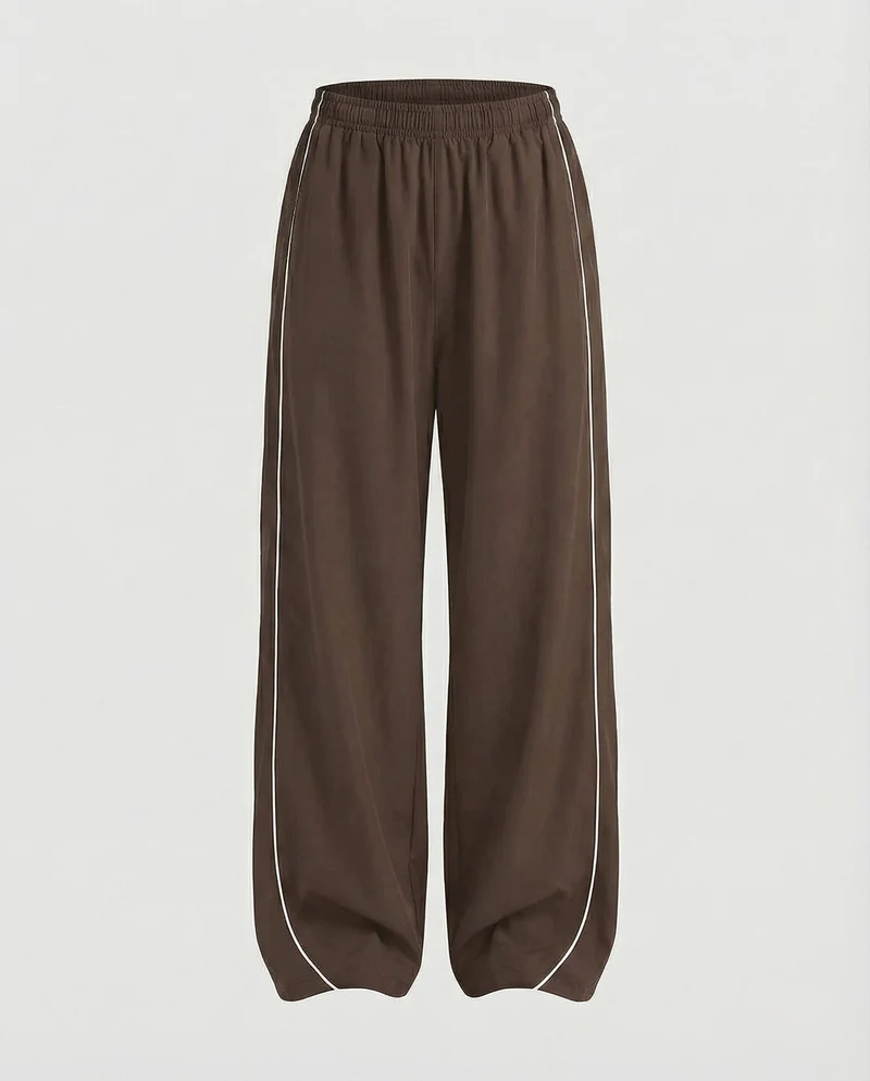 Damen Sportliche Kontrastpaspeln Baggy-Sporthose