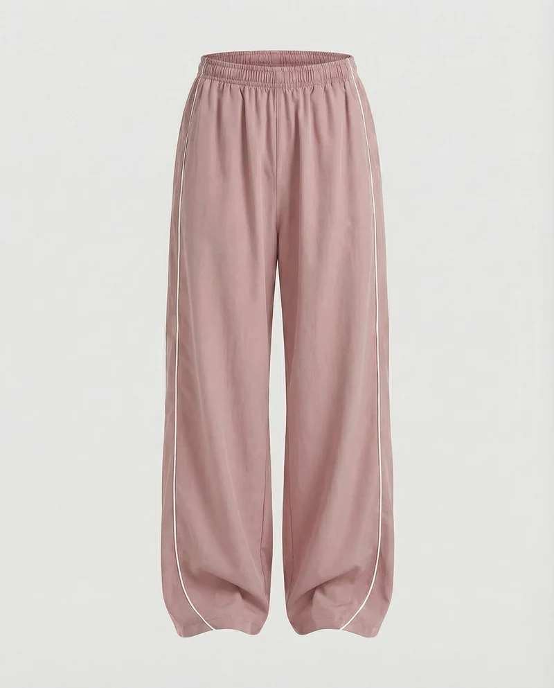 Damen Sportliche Kontrastpaspeln Baggy-Sporthose
