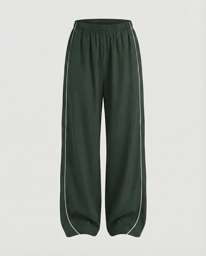 Damen Sportliche Kontrastpaspeln Baggy-Sporthose
