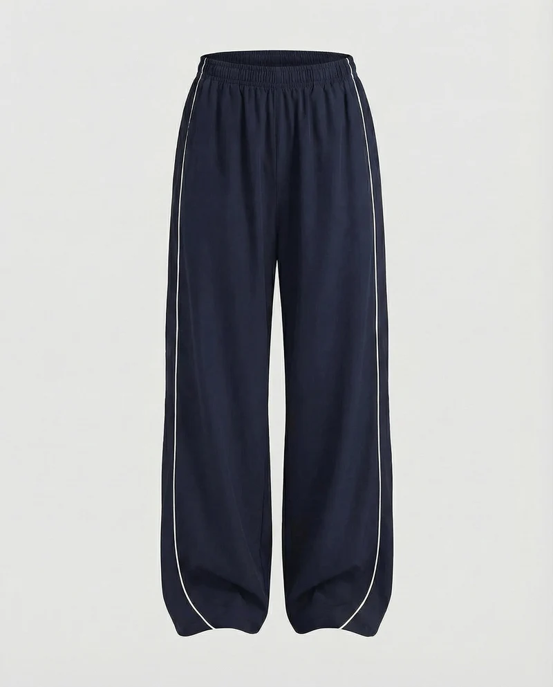 Damen Sportliche Kontrastpaspeln Baggy-Sporthose