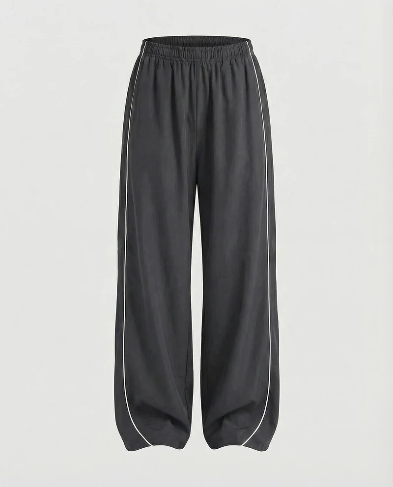 Damen Sportliche Kontrastpaspeln Baggy-Sporthose