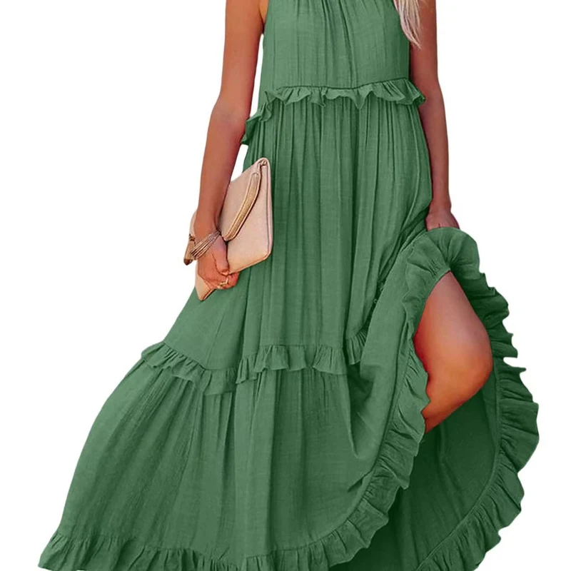 Damen Maxikleid mit Rüschendetails und luftiger Silhouette