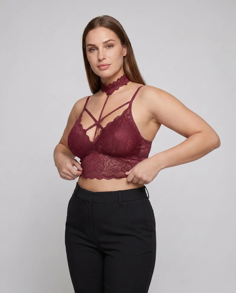 Damen Spitze Bralette mit verstellbaren Trägern und floralem Design