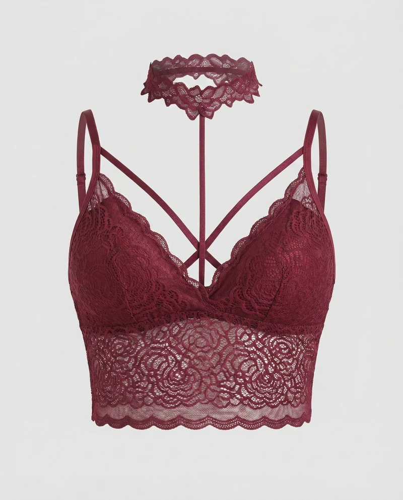 Damen Spitze Bralette mit verstellbaren Trägern und floralem Design