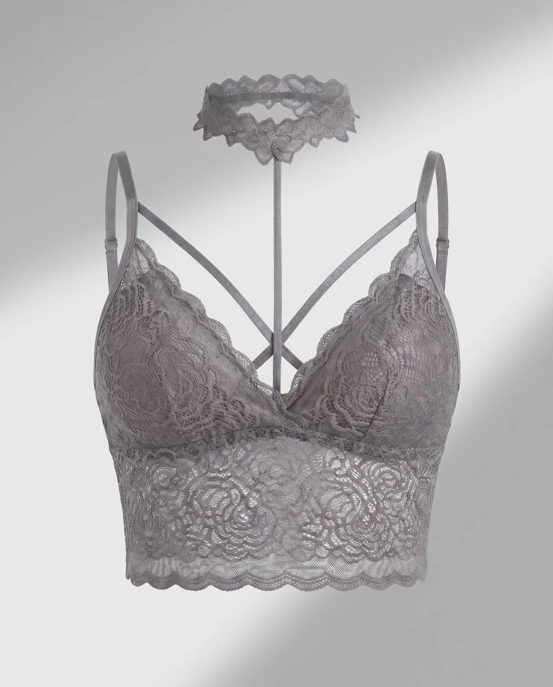Damen Spitze Bralette mit verstellbaren Trägern und floralem Design