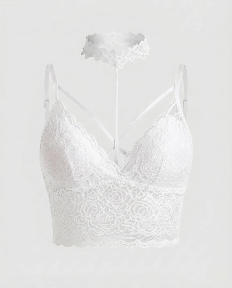 Damen Spitze Bralette mit verstellbaren Trägern und floralem Design