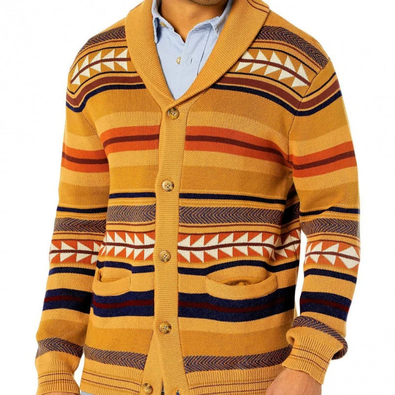 Herren Strickjacke mit geometrischem Muster und praktischen Taschen