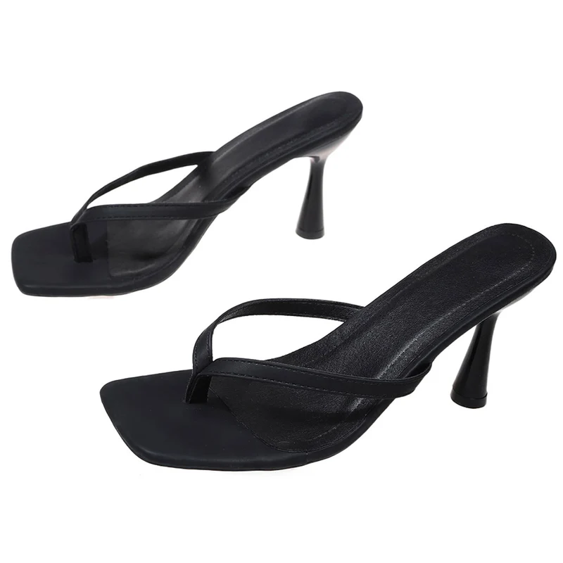 Damen elegante Zehentrenner-Sandalen mit feinen Riemchen und stilvollem Blockabsatz
