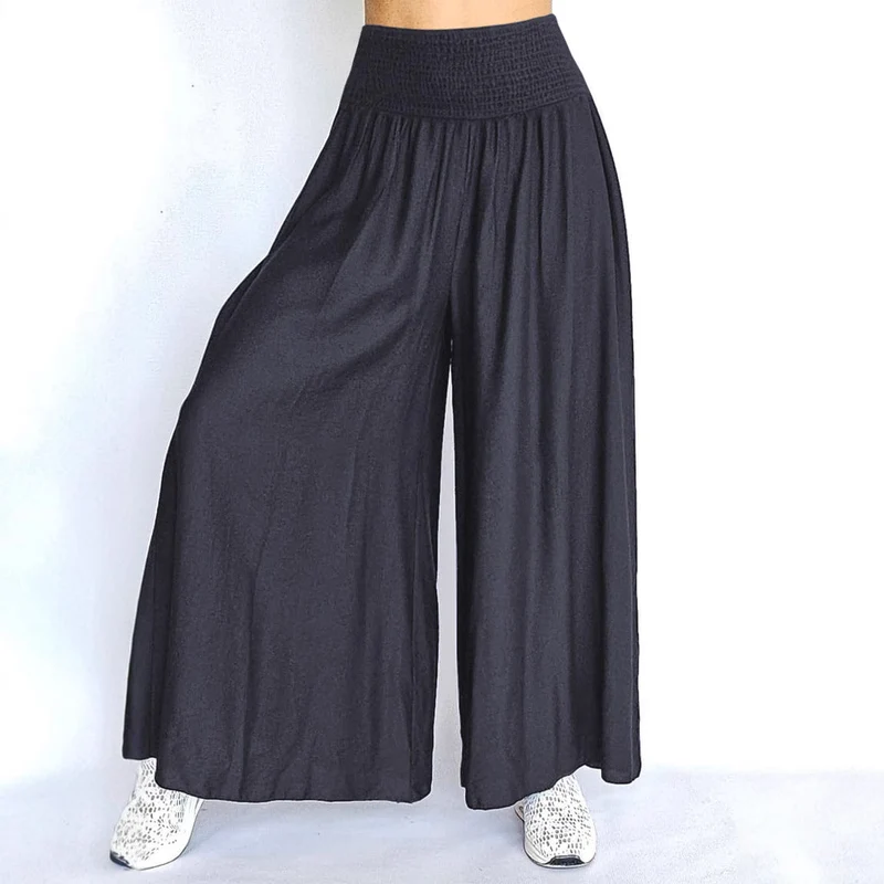 Damen Weite Palazzo-Hose mit elastischem Bund und fließendem Stoff