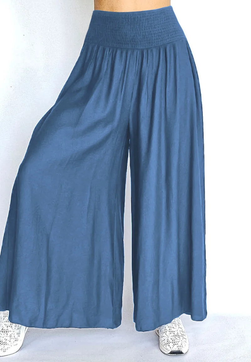 Damen Weite Palazzo-Hose mit elastischem Bund und fließendem Stoff