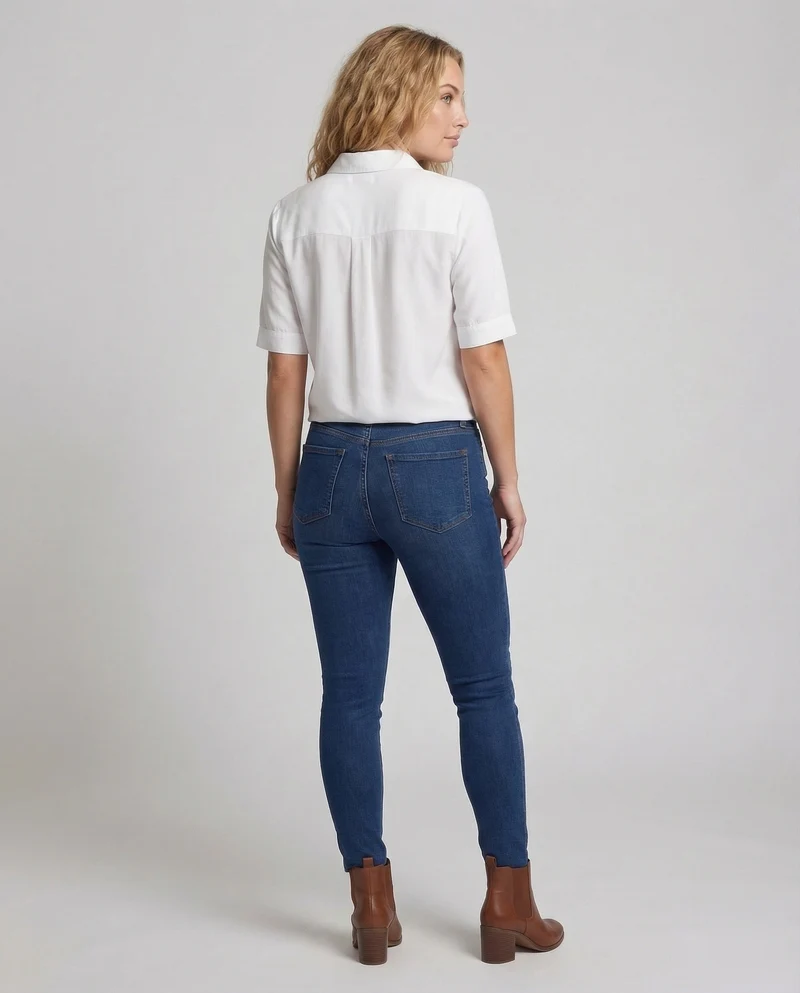 Damen Knotendetail-Hemdbluse in Satin-Optik.