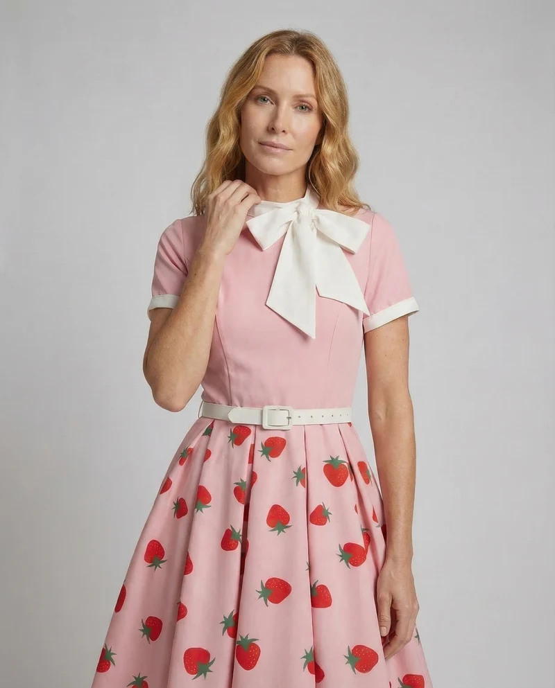 Damen Neckholder Kleid Retro