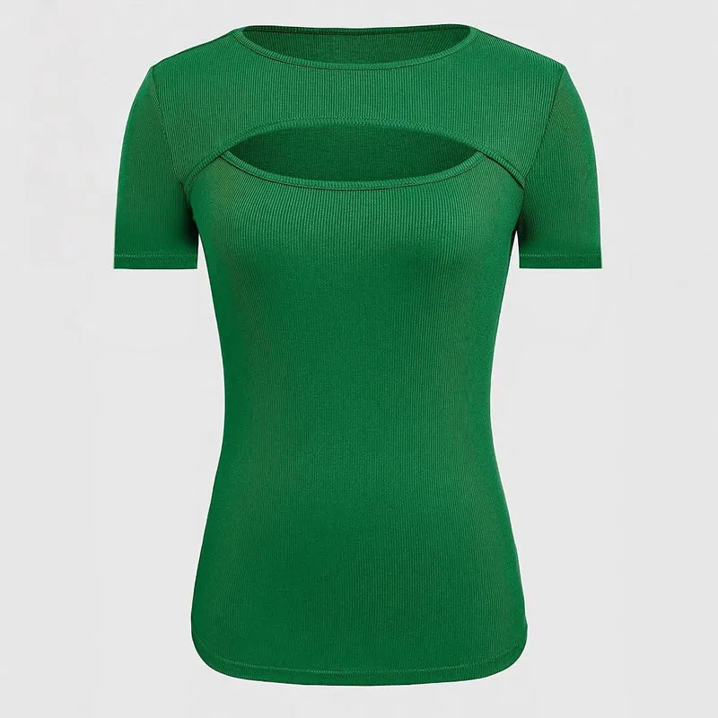 Damen kurzärmliges Oberteil mit trendischem Cut-Out-Design