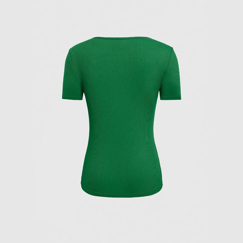 Damen kurzärmliges Oberteil mit trendischem Cut-Out-Design