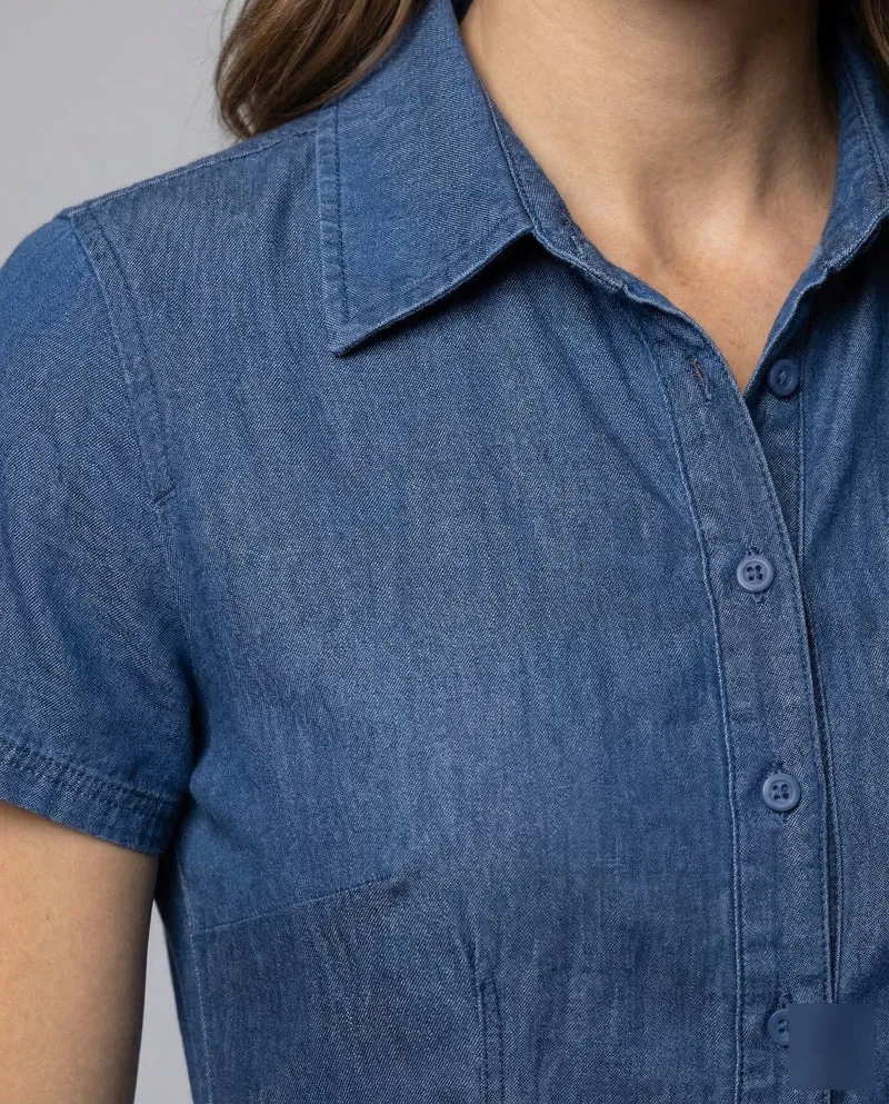 Damen Maxikleid Hemdblusenkragen Stufenvolant